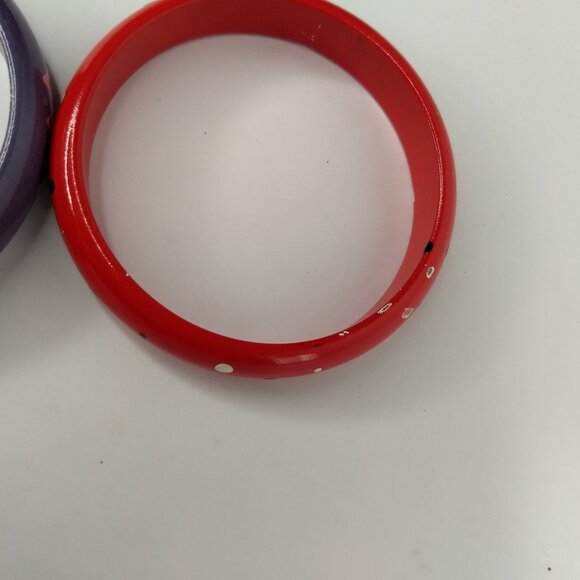 Painted Wood Stacking Bangle Bracelet Lot Purple Red 80s 90s Retro Kidcore Fun - Picture 8 of 15